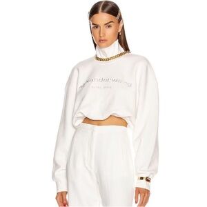 Alexander Wang White Turtleneck Cropped Sweatshirt